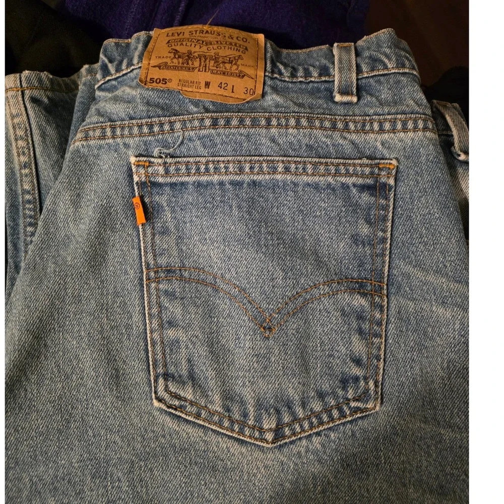 Vintage Levis 505 Men‎ 42x30 Orange Tab Regular Fit Straight Leg Made in U.S.A.